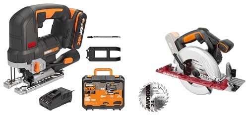 PACK WORX PRO+ Scie Sauteuse 20V + Scie Circulaire 20V + 1 Batterie 2,5Ah + Chargeur + Accessoires (Idéal Pour Tous les Projets de Bricolage et de Rénovation)