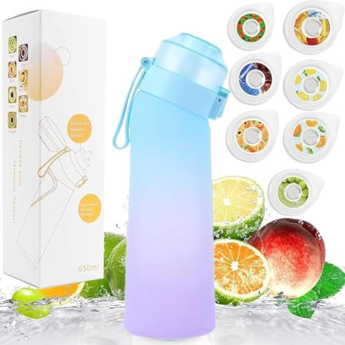 Water Bottle with Flavour Pods, 650ML New Fruit Scented Water Bottle With 7 Flavour Pods, Starter Up Set 0 Sugar Calorie Water Cup BPA Free &Leak Proof Fragrance for Gym Sports Outdoor