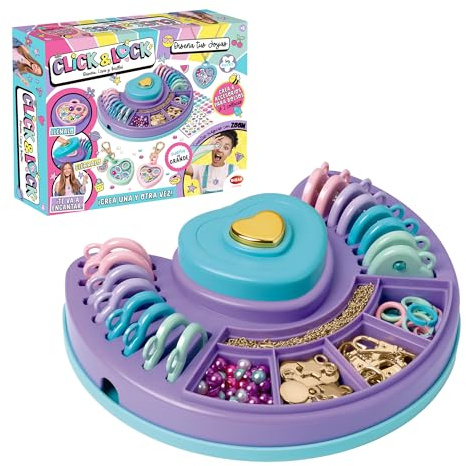 Click & Lock - Gestalten Sie Ihre Schmuckstücke, Schmuck mit Botschaft, dekorieren Sie mit Perlen, Aufklebern und tauschen Sie sie aus, wann Immer Sie möchten, gestalten Sie Crea und Glanz, ab 6