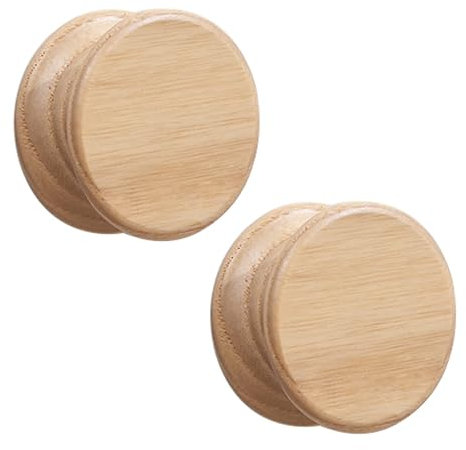 Mifeiwukawa Lot de 2 boutons de porte autocollants en bois pour tiroirs, cuisine, salon, sans perforation (B, 40 mm)
