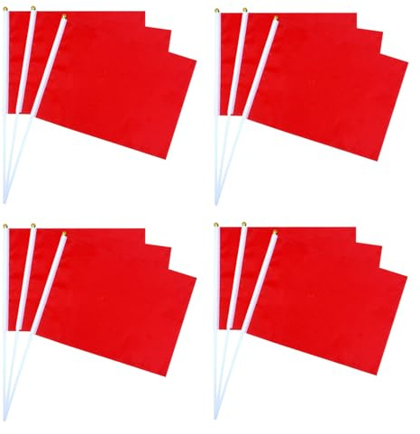 12 Mini-Flaggen rot mit Stab für Sport, Feiern, Partys | Zuverlässige Qualität, praktisches Design und vielseitige Einsatzmöglichkeiten für den täglichen Gebrauch.