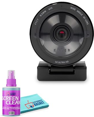 Razer Kiyo Pro Ultra 4K Webcam: Large Sensor - Auto Light Correction - Built-in Mic and Shutter, Pro Grade Content Creation, Streaming, Gaming Bundle with Cleaning Kit