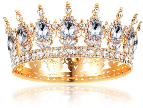 1 Stück Krone Damen Prinzessin Tiara Kristall Tiara Prinzessin Kristall Strass Stirnband Hochzeit Tiaras Kronen Glitzernde Braut Diadem Haarschmuck Krone für Torte Party Festzug Hochzeitsfeier, Weiß
