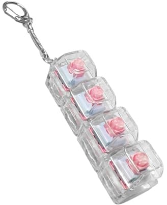 UYRVAPE Tastatur Fidget Toys, Fidget Tastatur Schlüsselanhänger Dekompression Tastatur Fidget Clicker Rosa Tastatur Fidget Tastenkappe Spielzeug für Dekompression Verbrauch Zeit(Rosa)