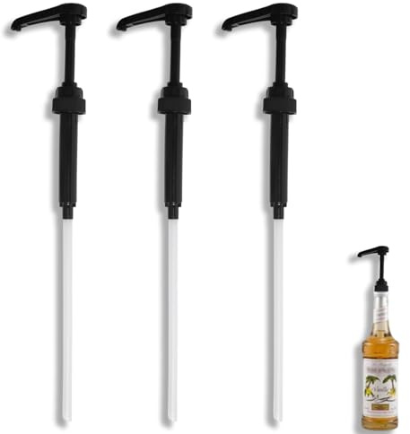 Weilin 3 Pcs Syrup Pump, Coffee Syrup Pump, Compatible with Monin Syrup Pump for Most 750ml to 1l Bottles with a Height Not Exceeding 28 cm (Black)