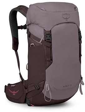 Osprey Kyte LT 28L Damen Rucksack - Leichte Wander- & Reisetasche mit wasserdichtem Regenschutz, Graphitviolett