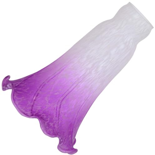Bieye LS03 Lilienblumen-Lampenschirm aus mundgeblasenem Glas (Weiß Lila, Innendurchmesser 32 mm x Außendurchmesser 38.1 mm)– Passend für E14-Fassungen