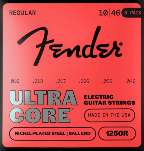 Fender 1250 Ultracore Gitarrensaiten, vernickelter Stahl, Kugelende, 1250R-Spuren 0,010–0,046, (6) 3-Pack