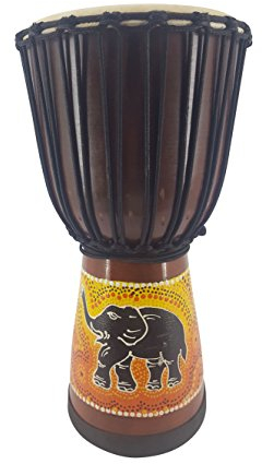 Ciffre 50cm Profi Djembe Trommel Bongo Drum Buschtrommel Percussion Motiv Elefant Afrika Art - (Sehr gutes Instrument für Damen und Jugendliche guter Bass)