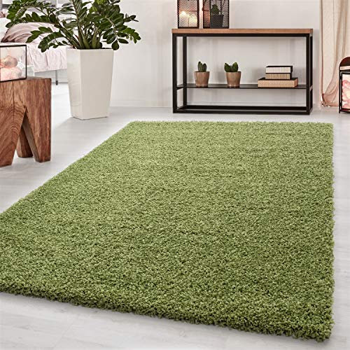 Abaseen Small Large Shaggy Rug Modern Rugs Living Room Extra Large Small Medium Rectangular Size Soft Touch Thick Pile Living Room Area Rugs Non Shedding (Green, 80x150 cm)