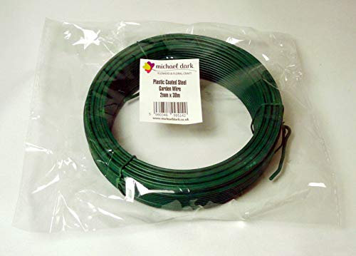 Floralcraft Green Plastic PVC Coated Steel Garden Wire 2mm X 30m, Strong Garden Tie for Climbing Plants, Outdoor, Indoor Plant Craft Decoration