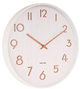 Karlsson Wanduhr Pure - Weiß - Ø40cm - Rund - Lindenholz - Wanduhr Modern Wohnzimmer - Wanduhren