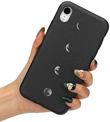 LLZ.COQUE for iPhone XR Case - Cute Moon Sky Planet Space Design Shockproof Soft Silicone Cover Slim Fit Anti Slip Bumper Hybrid Protective Matte Case