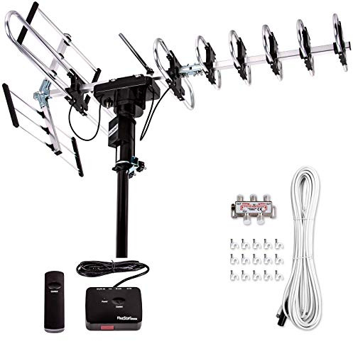 Five Star [Newest 2020] Outdoor Digital Amplified HDTV Antenna - up to 200 Mile Long Range, Directional 360 Degree Rotation by Remote Control, HD 4K 1080P FM Radio,Support 5 TVs Plus Installation Kit