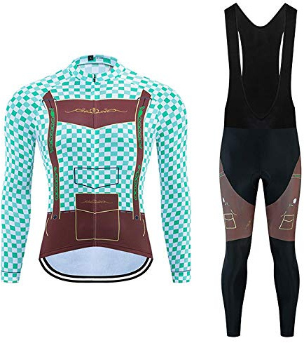Moxilyn Radtrikot Herren LangarmAnzüge Radtrikot Set Radfahren Kleidung Winddicht Langärmliges Fahrradtrikot Hose mit 9D Gel Sitzpolster Sport & Freizeit MTB Radtrikot für Herbst