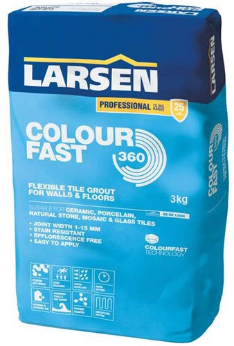 3kg Larsen Colourfast 360 Flex Joint Silver Grey Flexible Floor Grout (Silver Grey)