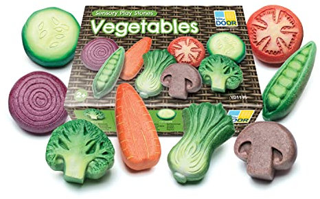 Yellow Door Vegetables Sensory Play Stones | Pretend play food set | toy play food | role play cooking and baking | mud kitchen toys and accessories | for boys girls aged 2 3 4 5 | outdoor learning