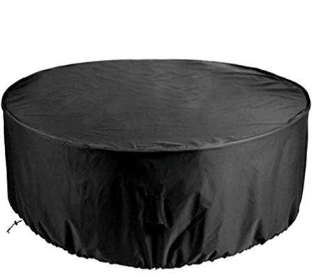 Abdeckung FüR Runde GartenmöBel,Abdeckplane SchutzhüLle FüR Runden Gartentisch Mit Kordelzug,Wasserdicht,210D Oxford Schwarz (Durchmesserxhöhe) 130x71cm