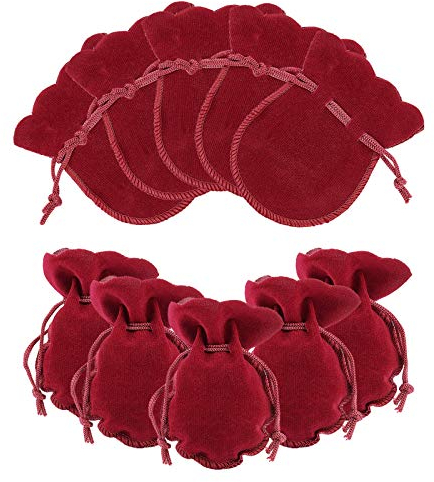 NBEADS 50 Stk. Samttaschen, Kalebasse Form Kordelzug Schmuckbeutel Kleine Süßigkeiten Geschenktüten Für Weihnachten Hochzeit Geburtstagsfeier Gefälligkeiten, 9x7 cm