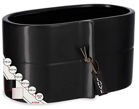 KADAX Pot de Fleurs en céramique 2 Couleurs - Pot de Fleurs en céramique - Pot de Fleurs - Pot de Fleurs - Pot de Fleurs - Pot de Fleurs - pour Dragon - Violette - Pensées (Noir, 22 x 12 cm)