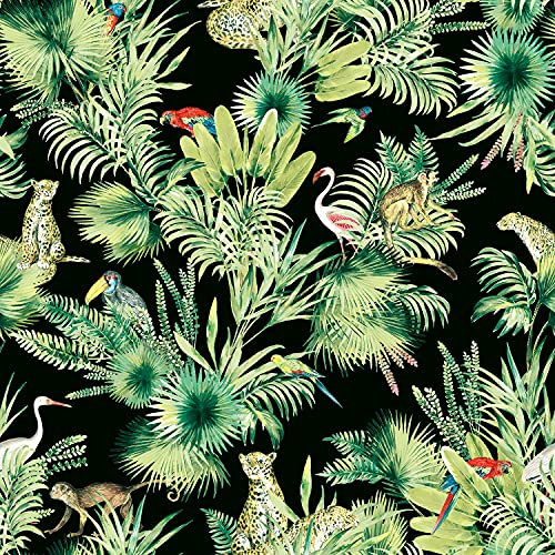 Tissu d'ameublement en velours - Motif forêt tropicale
