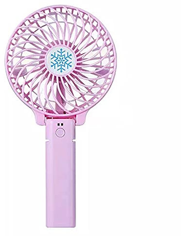 DUTTY Mini handheld fan, 2000mAh rechargeable battery, 3-8 hours of battery life. Low noise, USB charging, portable, foldable as a table fan (Pink)