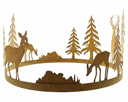 Dekoring REH & Hirsch aus Metall in Rost Optik, Ø 40 cm, für Kränze, Pflanzen oder Blumentöpfe