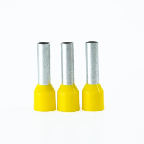 ERKO Aderendhülsen Aderquerschnitt 6mm2 Länge 12mm 100 Stück professionelle Kabelschuhe aus galvanisch verzinktem Kupfer mit Polyamidisolierung, Kabel Steckverbinder für Elektriker
