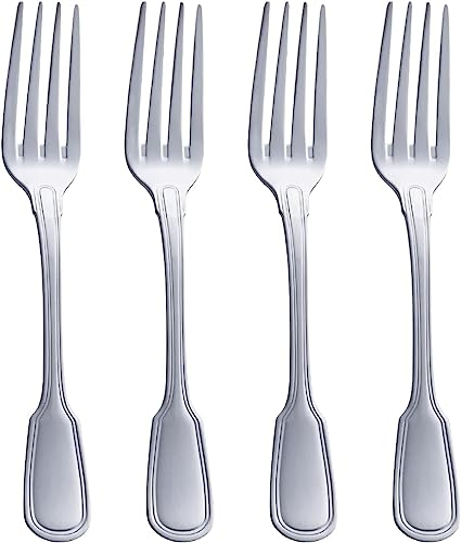 Seeshine Tenedor grande para cena, juego de 4 tenedores de acero inoxidable pesado, tenedor para servir,