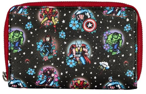 Loungefly Men's Wallet, Multicoloured, 46, Superhero Tattoo Theme