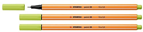 STABILO Pack of 3 Felt-Tip Pens with Stitch 88, Lime Greenaa