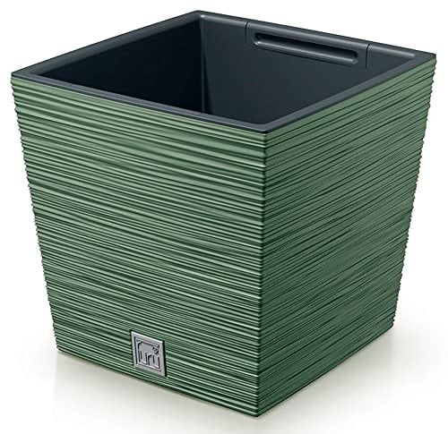 Erdgrüner Pflanzkübel, mit Behälter, Kollektion FURU, 29,5 x 29,5 x 29 cm, Fassungsvermögen 14 L.