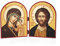 NKlaus GM Von Kazan und Jesus Christus Diptychon Holz Ikone 23,5x16cm christlich 11087