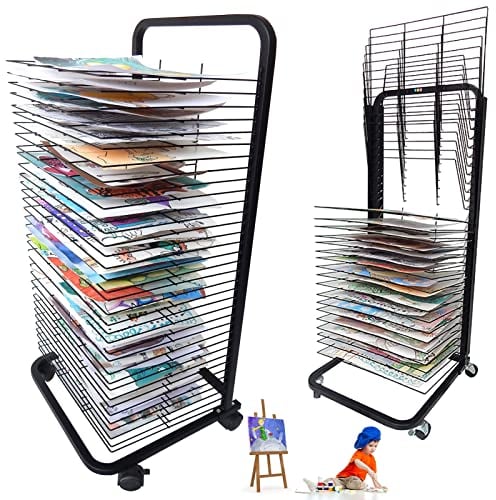 Mobiles Kunst-Trockengestell Mit Drahtregalen, Farb-Trockengestell For Klassenzimmer, Kunstwerk-Aufbewahrungsregal Mit Rädern, Ideal For Schulen Und Kunstvereine, Regale 16,5 X 12,2 Zoll (Size : 35-l