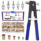 Swpeet Lot de 151 écrous à rivets M3 M4 M5 M6 M8 avec rivets manuels de 26,6 cm - Kit d'assortiment d'écrous à filetage robuste - Outils de rivetage aveugles - Clé à riveteuse manuelle - Insert fileté