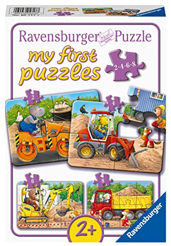Ravensburger Kinderpuzzle - 05717 Tiere auf der Baustelle - 2,4,6,8 Teile My First Puzzle für Kinder ab 2 Jahren
