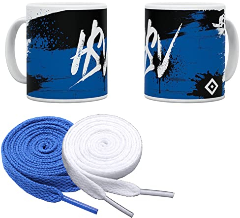 Hamburger SV HSV Tasse Matt + 2 Paar Fan-Schnürsenkel