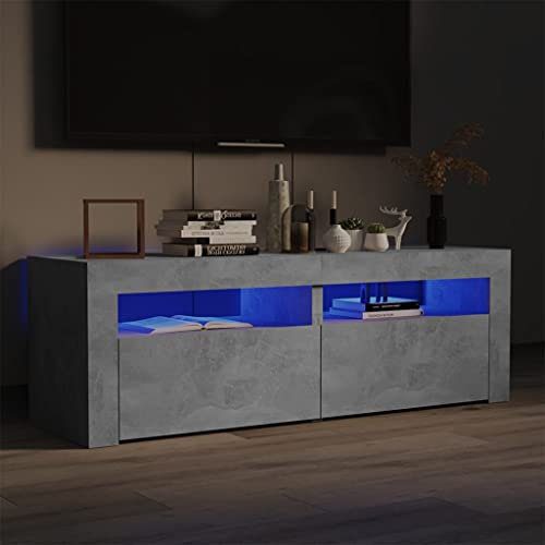 FIRBNUS Mobile Porta TV con Luci LED, Soggiorno Moderno, Mobiletto Salotto, Mobili Moderni, Grigio Cemento 120x35x40 cm