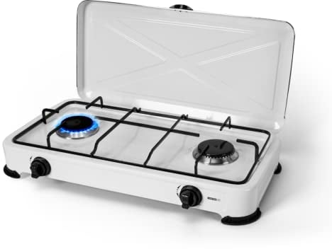 La zappa Cocina de gas para camping 2 quemadores con tapa de llama ajustable