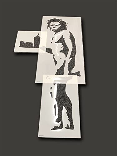 Ideal Stencils Banksy Höhlenmenschen-Schablone, lebensgroß – 180 cm hoch x 83 cm breit, wiederverwendbar