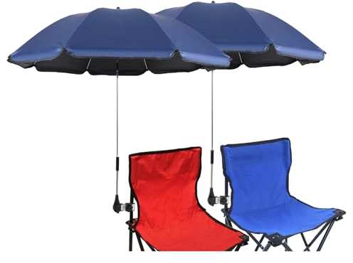 GRANDMEI Sombrilla para silla con abrazadera universal, 46 pulgadas UPF 50+ con clip para silla de patio, sillas de playa, sillas de ruedas, carritos de golf (D-azul, paquete de 2)