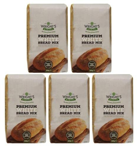 Wright's | Bread Mix Premium White 5X500g | Wright's Premium White bread mix is made from a quality blend of wheats | Baking Success Guaranteed | Suitable for Vegetarians
