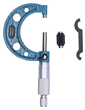 Micrómetro Exterior, Micrómetro de Espesor Herramienta de Medición de Espesor de Alta Precisión de Acero Inoxidable con Llave de 0,01 Mm (25-50 mm)