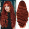 YEESHEDO Damen Perücke Lang Locken Perücken mit pony Für Frauen, Natürlich Rotbraun Haare Wig, Alltag Anime Cosplay Kostümparty Halloween Karneval,Auburn Wig 28 Inch