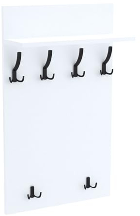 AKKE Maxi Appendiabiti Ingresso Moderno da Parete Muro Guardaroba 90cm x 60cm Bianco/Nero.
