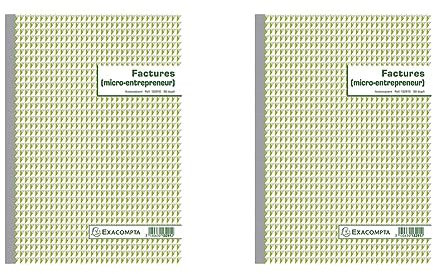 Exacompta 13291E Manifold Factures Micro entreprise 21 x 29,7 cm 50 feuillets Dupli autocopiants. Pour la réalisation de 50 factures. (Lot de 2)