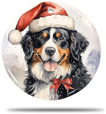 Keramik Weihnachts Ornamente, 7.3Cm Berner Sennenhund 3D Weihnachtsbaum Deko Weihnachtsbaum Ornamente Weihnachtsdekoration