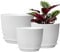 PROFIKLA 30cm, 25cm,23cm Plastic Plant Pots, Pack of 3 Planters, Large Plant Pots with Drainage Holes and Saucers, Modern Decorative Flower Pots, White