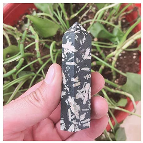 Natürlicher Kristall, rau, natürlicher Kristall, Quarz, Bambusstein, Turmspitze, Reiki-Stein, Zimmer, Zuhause, Büro, Aquarium, Dekoration, Zubehör, Edelstein ( Color : Light Grey , Size : 85-90g )