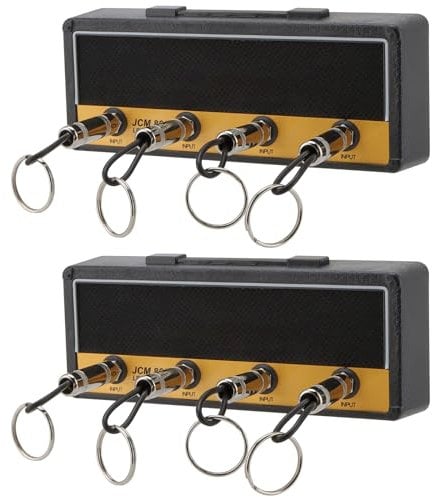 UNGFEI 2 PCS 19.8 x 7.8 x 3.8cm Marshall Amp Key Holder, Wall Mounting Guitar Amp Key Hooks, JCM800 Marshall Key Holder with 4 Plug Keyrings, Marshall Keychain Holder for Wall Entryway Hallway